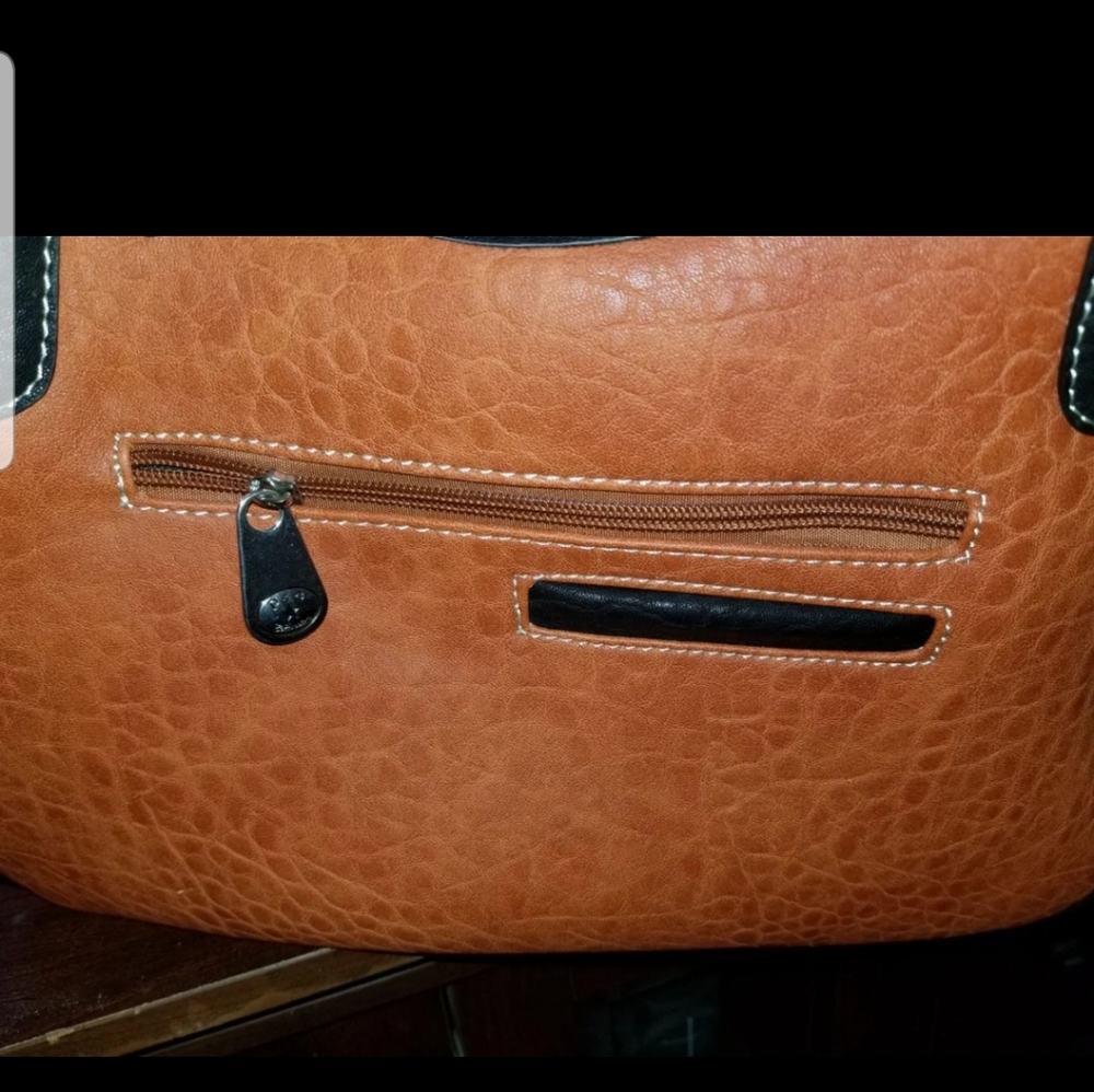 Rhinestone Shoulder Burnt Orange/Black Handbag - Picture 2 of 3